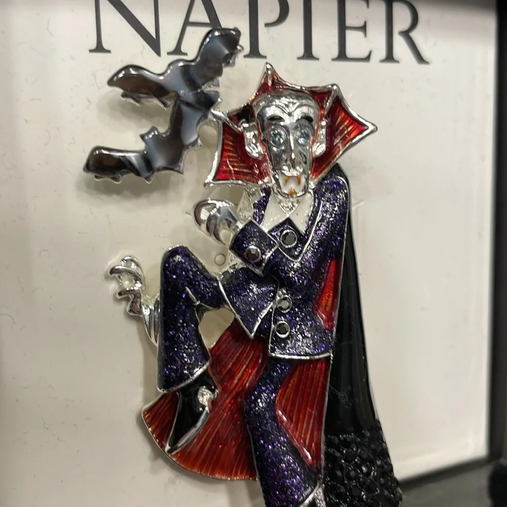 Napier Dracula Brooch with Red and Purple Details - Picture 1 of 2